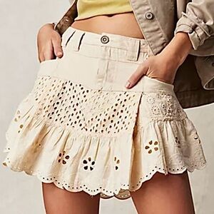 LIKE NEW • Free People Violet Eyelet Mini Skirt •
